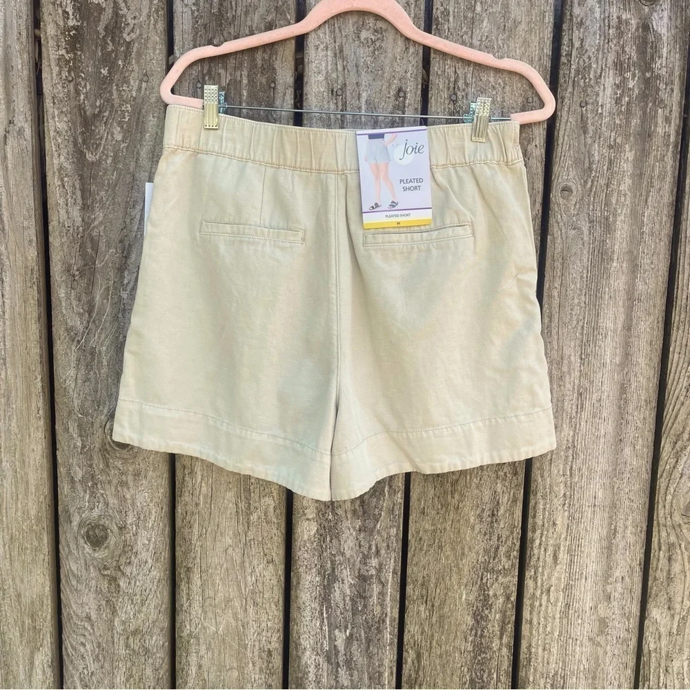 Joie / High Rise Linen Blend Pleated Shorts / Beige / Women’s Medium 8/10 | NWT